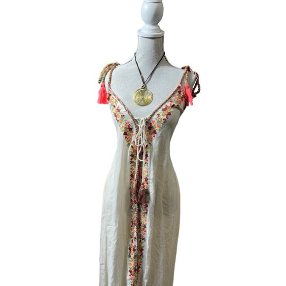 70s Boho Embroidered Maxi Dress (Gianni Bini) - Picture 3 of 7